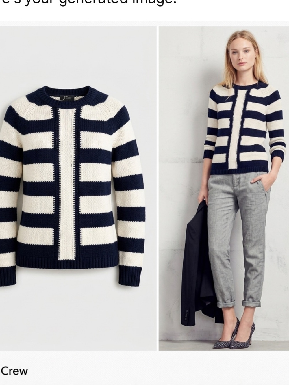 J.Crew Nautical Stripe Chunky Knit Sweater - Navy/Ivory Coastal Prep S